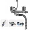 ABFS Double Sink Drain Kit Space Saving Kitchen Sink Drain Kit Expandable Flexible 1 1/2In P-Trap Pipe 3-1/2 Inch Sink Drain