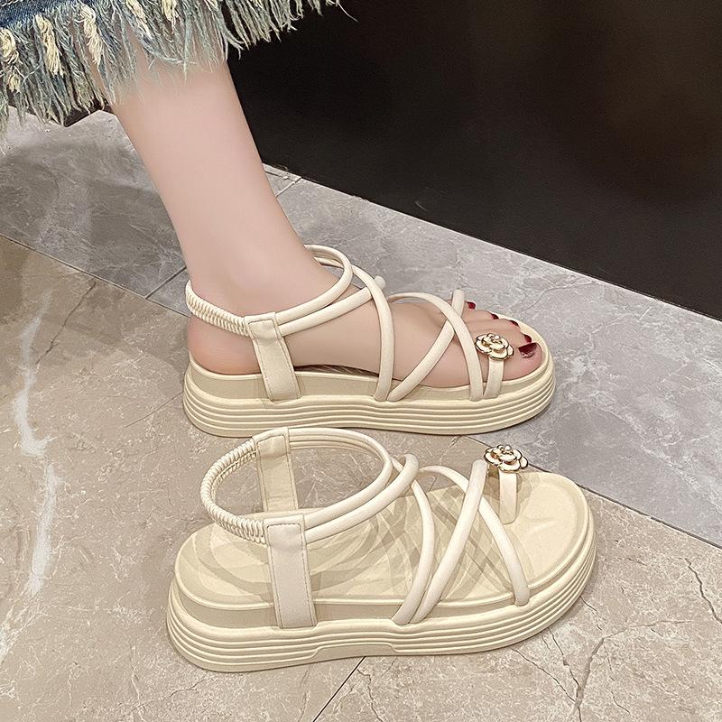 French fairy style platform sandals women's summer wear 2025 new summer muffin sandals women's beach sandals