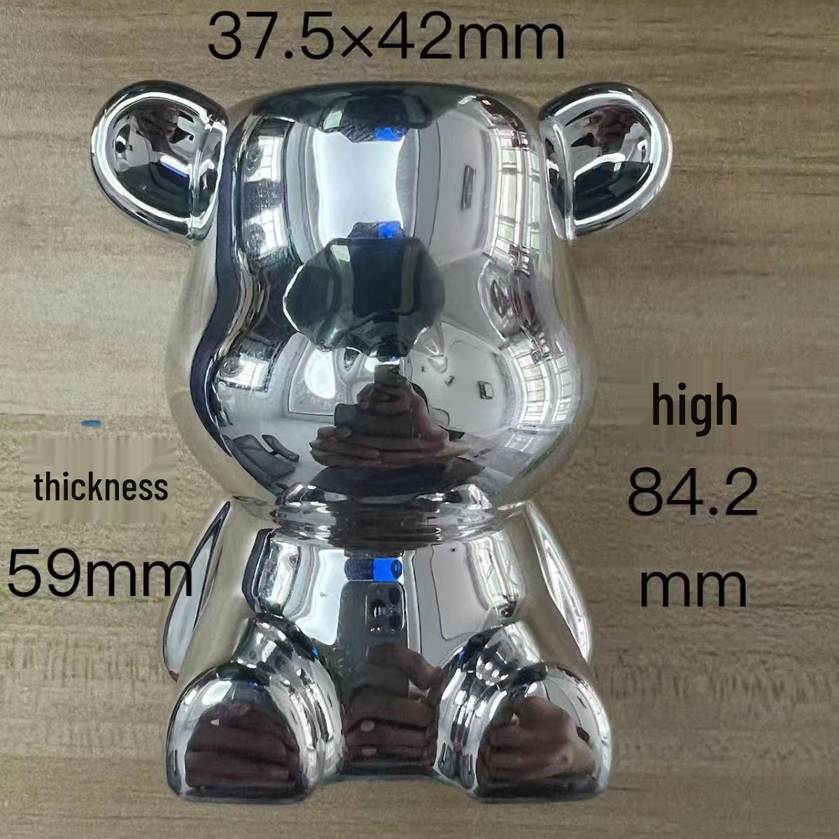 Ceramic Bear Jar with Stainless Steel Fruit Forks - Light Luxury Cutlery Set