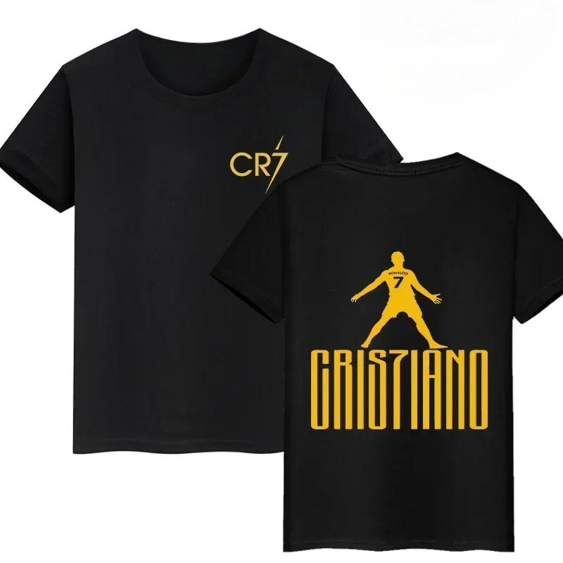 2026 Hot Summer Football Star Cr7 Cotton Children T-shirt Brand Sport Double Sided Print Casual Men Women Clothes Short Sleeve Top Boy Girl Tee