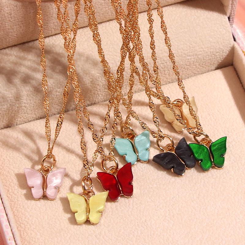 Butterfly Pendant Necklace Twist Chains 