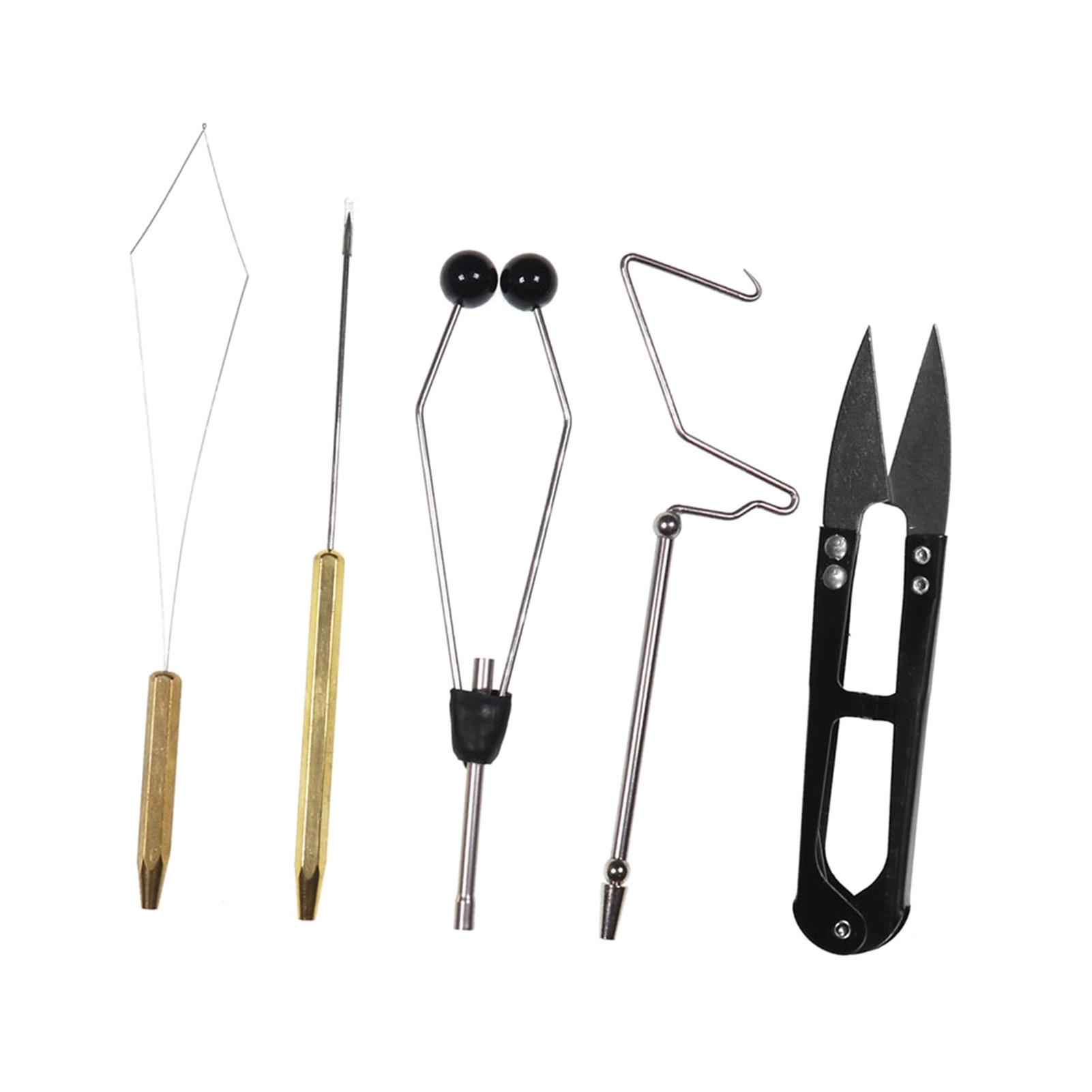 

6pcs Fly Tying Tools Combo Kit Fly Tying Vise Bobbin Holder Threader Needle Whip Finisher Scissors 5pcs