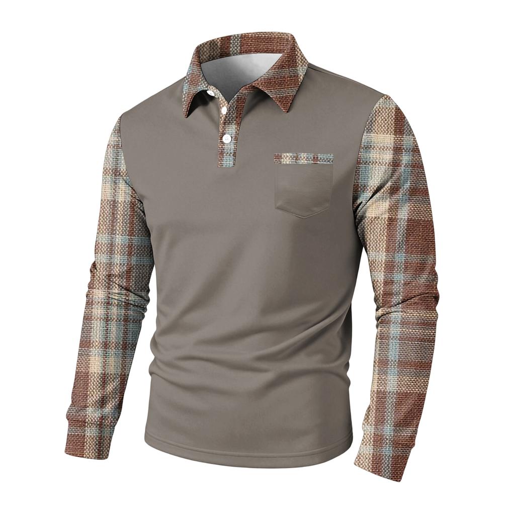 Men's Long,sleeved Collared Button,down Pocket Casual Top