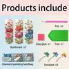 3Pcs Special Shape Flowers Diamond Bookmark Art Projects DIY Bookmarks Diamond Painting Kits Diamond Art Bookmark with Pendant