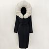 OFTBUY Winter Women Coat Real Natural Fox Fur Hooded Detachable Collar Double-faced Woolen Jacket Long Casual Elegant Overwears