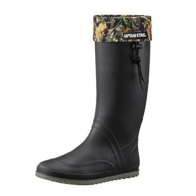 Fukuyama Rubber Captain Stag Work Shoes Rain 2E #Roll-Up Boots, Black, Small,