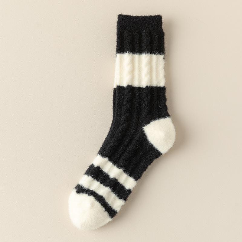 Female Winter New Warm Stripe Heel Cloth Standard Floor Tube Socks