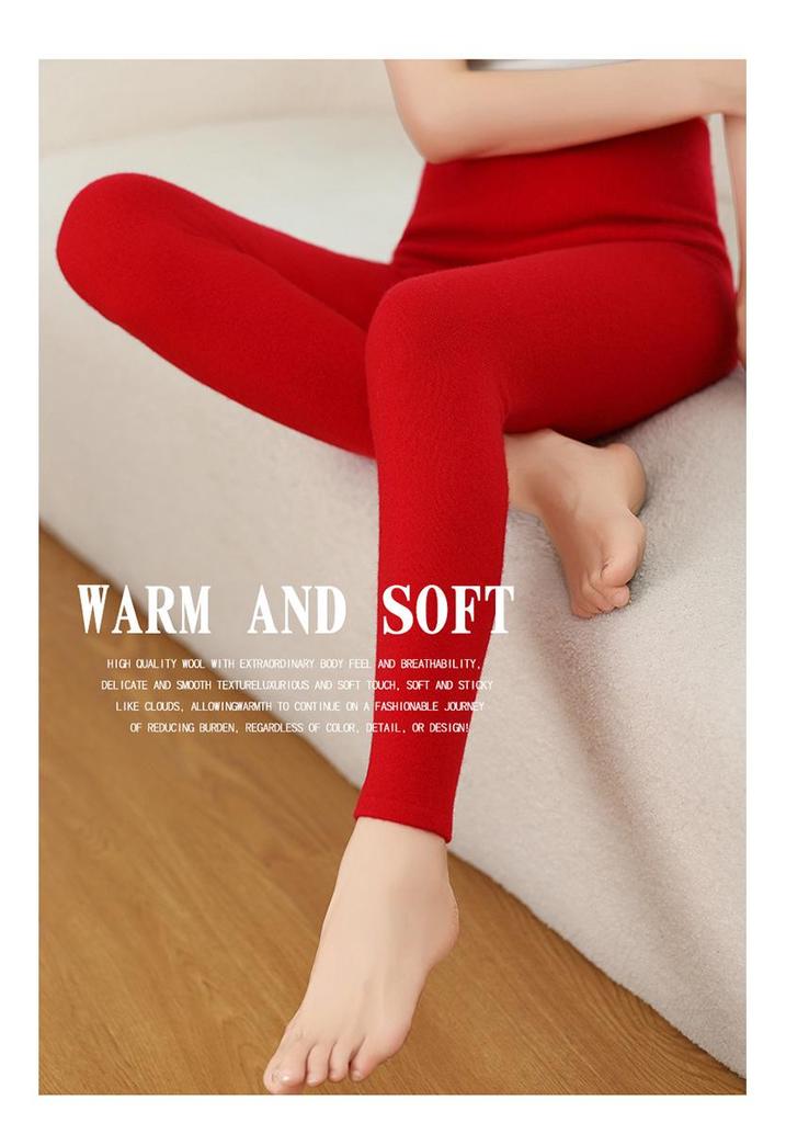 Women's Cashmere High-Waisted Slim-Fit Leggings - Chic and Thick for Autumn/Winter, Wearable Outside for Warmth.