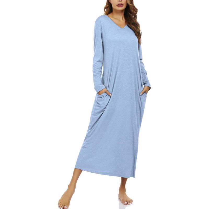 Women's Long-Sleeve Cotton Nightgown Pajamas