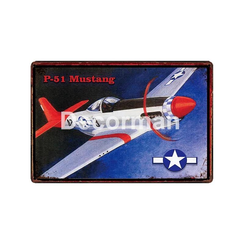 [ DecorMan ] Fighter US ARMY TroopsMetal Signs Airplane Decor LT-1988
