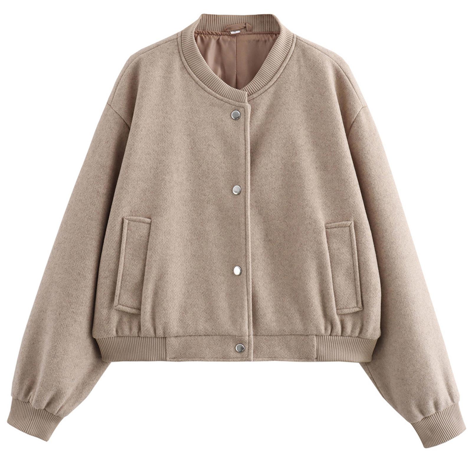 

Женская модная однотонная куртка с длинными рукавами и карманами на молнии в стиле кэжуал L верблюд