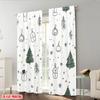 Set Of 2 Plane Printing Print Curtains Cute Christmas Snowman Tree Gift Polyester Easy Install Without Rod Room Decor Curtain