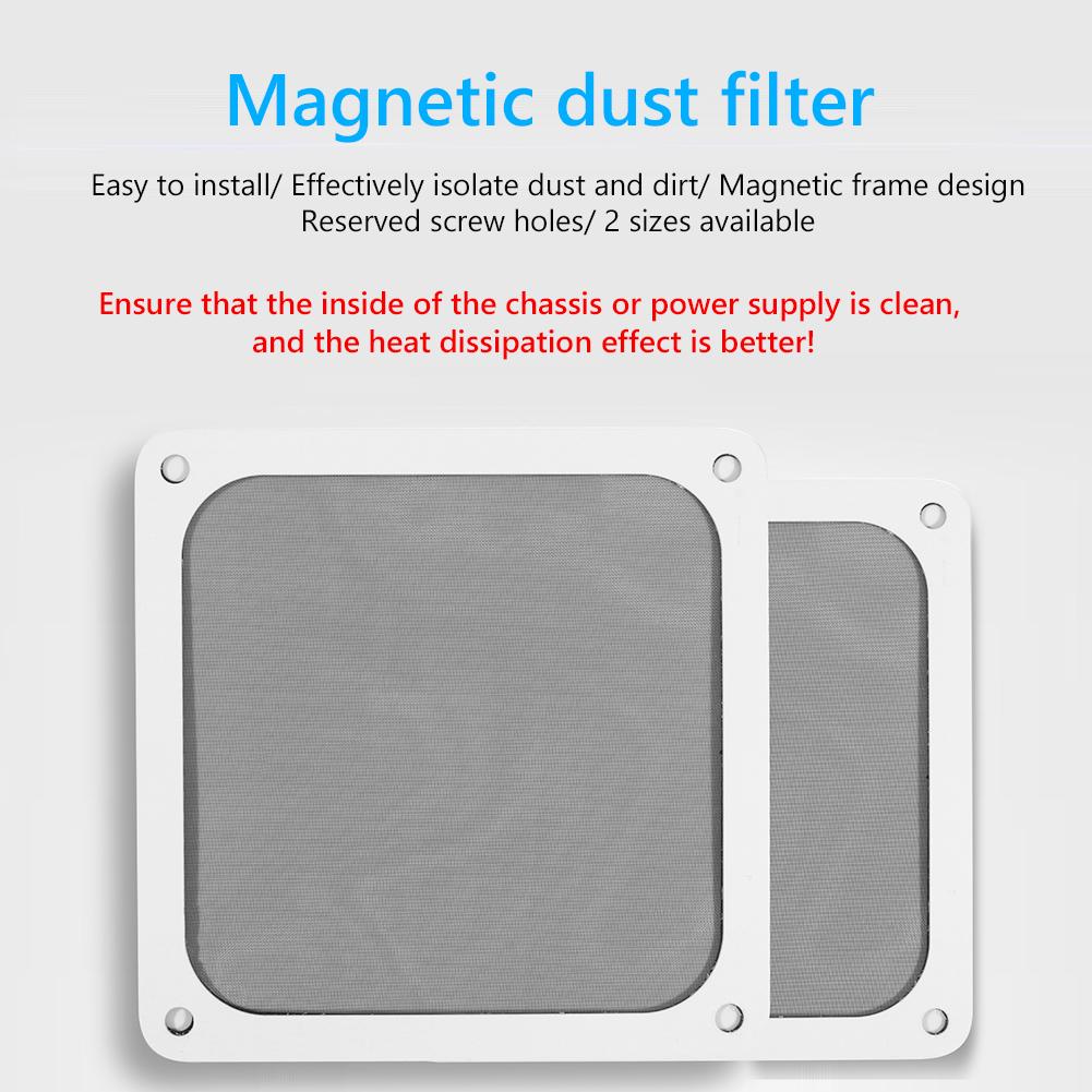 8-14cm Cooling Fan Filter Soft Magnetic Frame Nylon PC Case Cooling Fan Filter Dust-proof Fan Cover with Hole for Power Supply