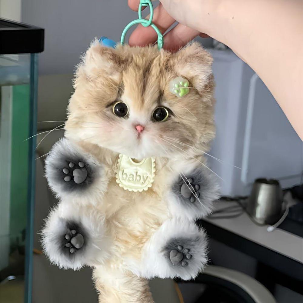 Handmade Twisty Stick Little Cat Pendant Plush Twist Bar Kitten Doll Toy DIY Material Package