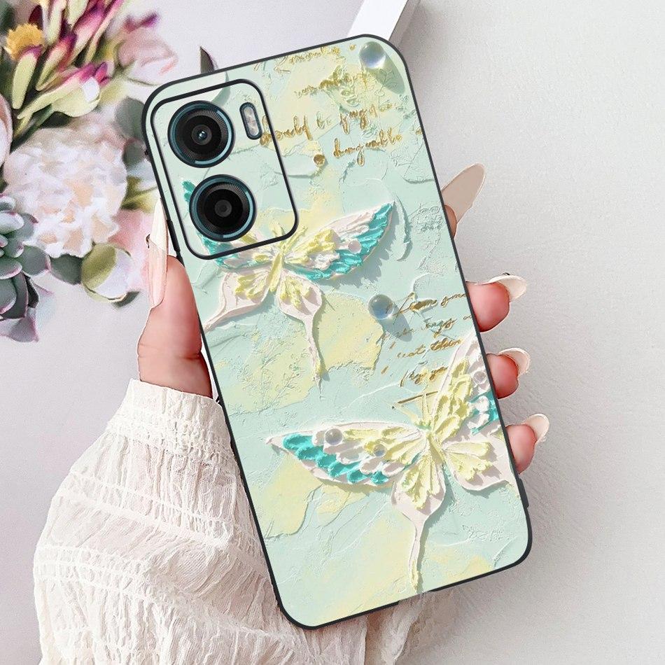 For Motorola Moto G05 G15 E15 2024 Floral Butterfly Phone Case For MOTO G05 G15 E15 4G Black Silicone Soft Lightweight Case