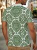 [Printed Design - Not Textured] White Collar Olive Green Mandala Sunflower All-Over Print Men'S Short Sleeve Polo Shirt