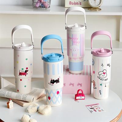 Cat And Dog Diary Stainless Steel Tumbler With Straw - Vacuum Insulated Water Bottle Reusable Cup With Straw