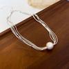 Round Ball Multi-Layer Necklace: Stylish, Unique, Clavicle Chain, Simple & Versatile Women's Neckwear.
