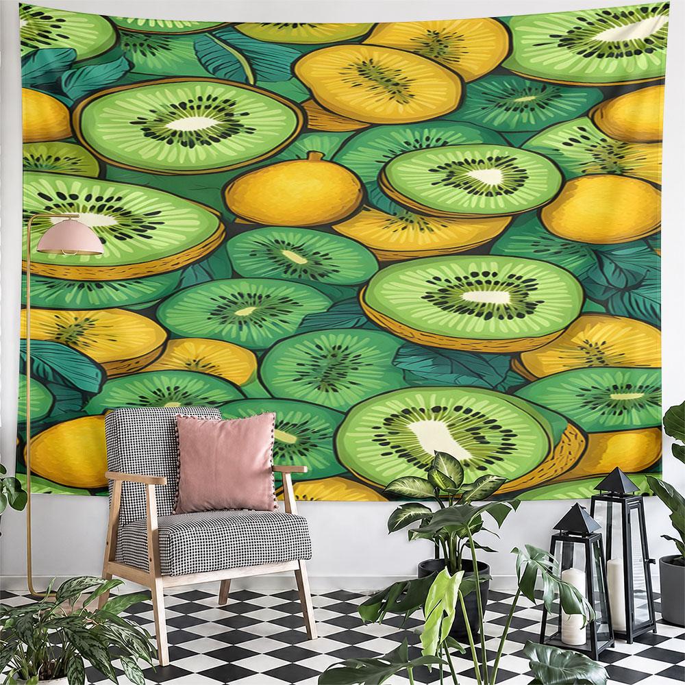 Kiwi and Lemon Fruit Pattern Design Pattern Wall Hanging Tapestry Decorative Tapestry Home Decor for Bedroom and Living Room