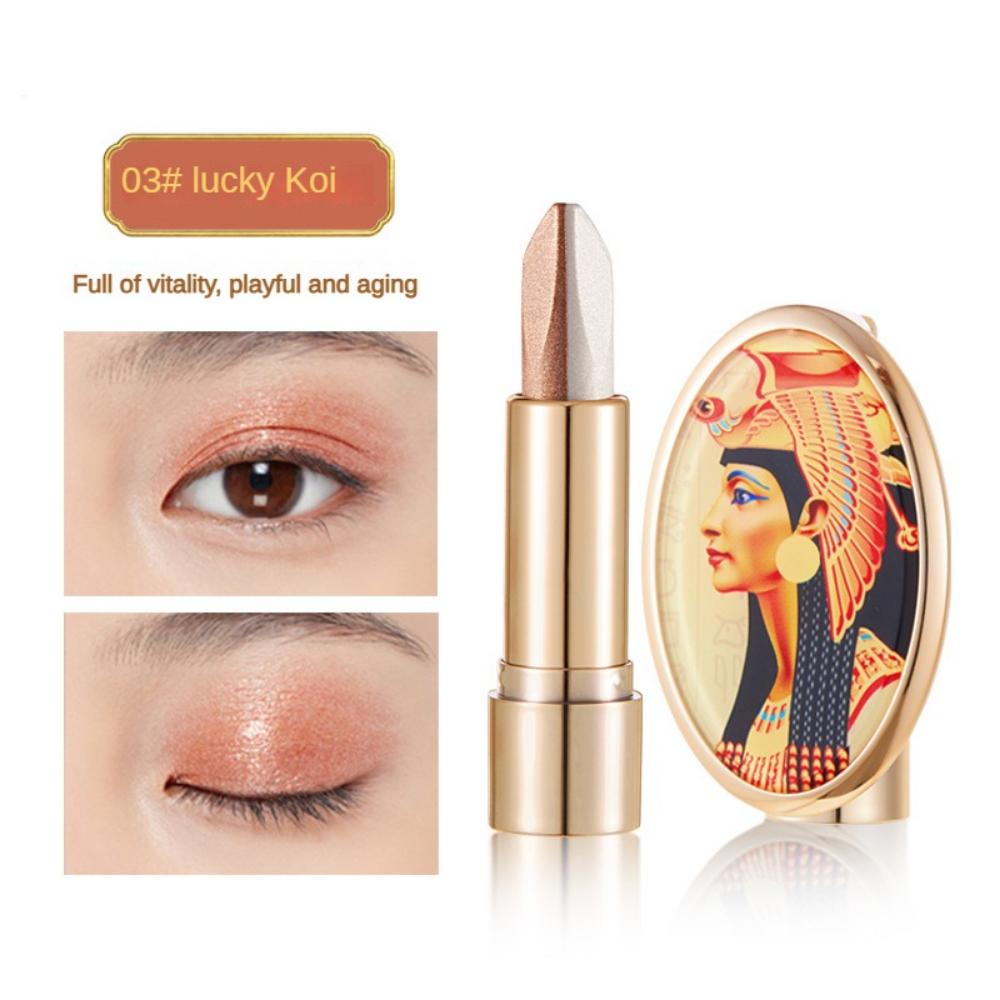 Verlaufender Zweifarben-Lidschattenstift, Ein-Klick-Lidschatten, Perlglänzende Erdfarbe, Nicht leicht abzutragen, Aufhellend