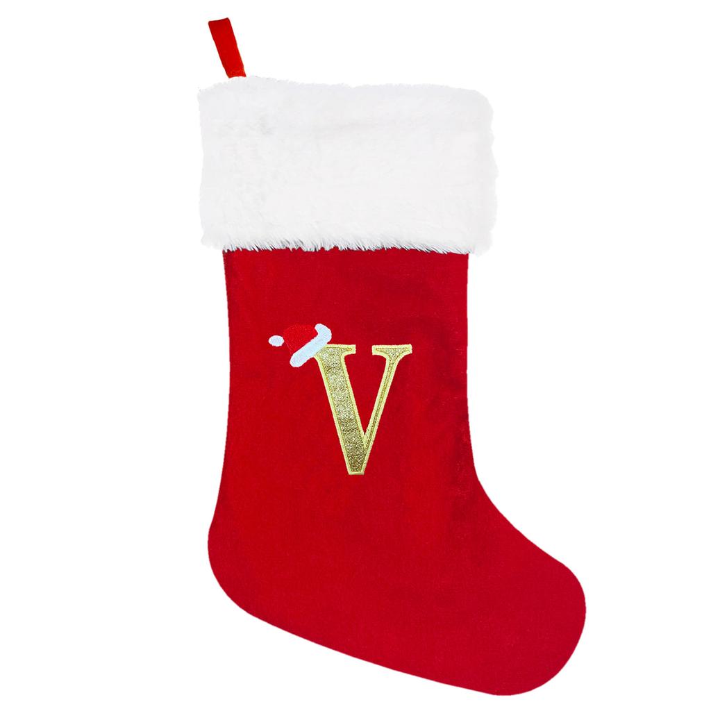 A-Z Letters Christmas Stocking Xmas Tree Pendant Alphabet Socks Gift Bag