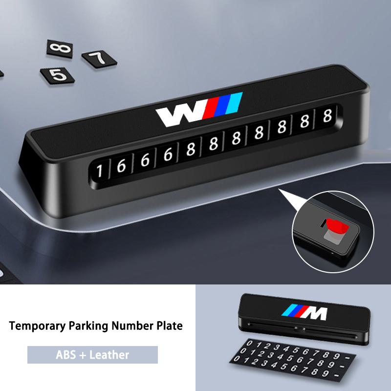 Leather Car Temporary Parking Card Phone Number Card Plate For BMW M Emblem E46 E36 E34 F10 E90 F30 E60 F30 E53 E30 E92 E87 YA6