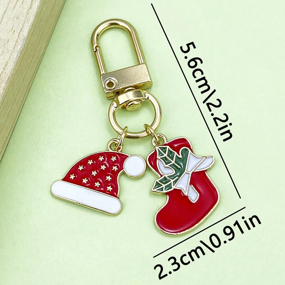 Exquisite Christmas Keychain: Santa, Reindeer, Gift Box, and Bell Ornaments Pendant