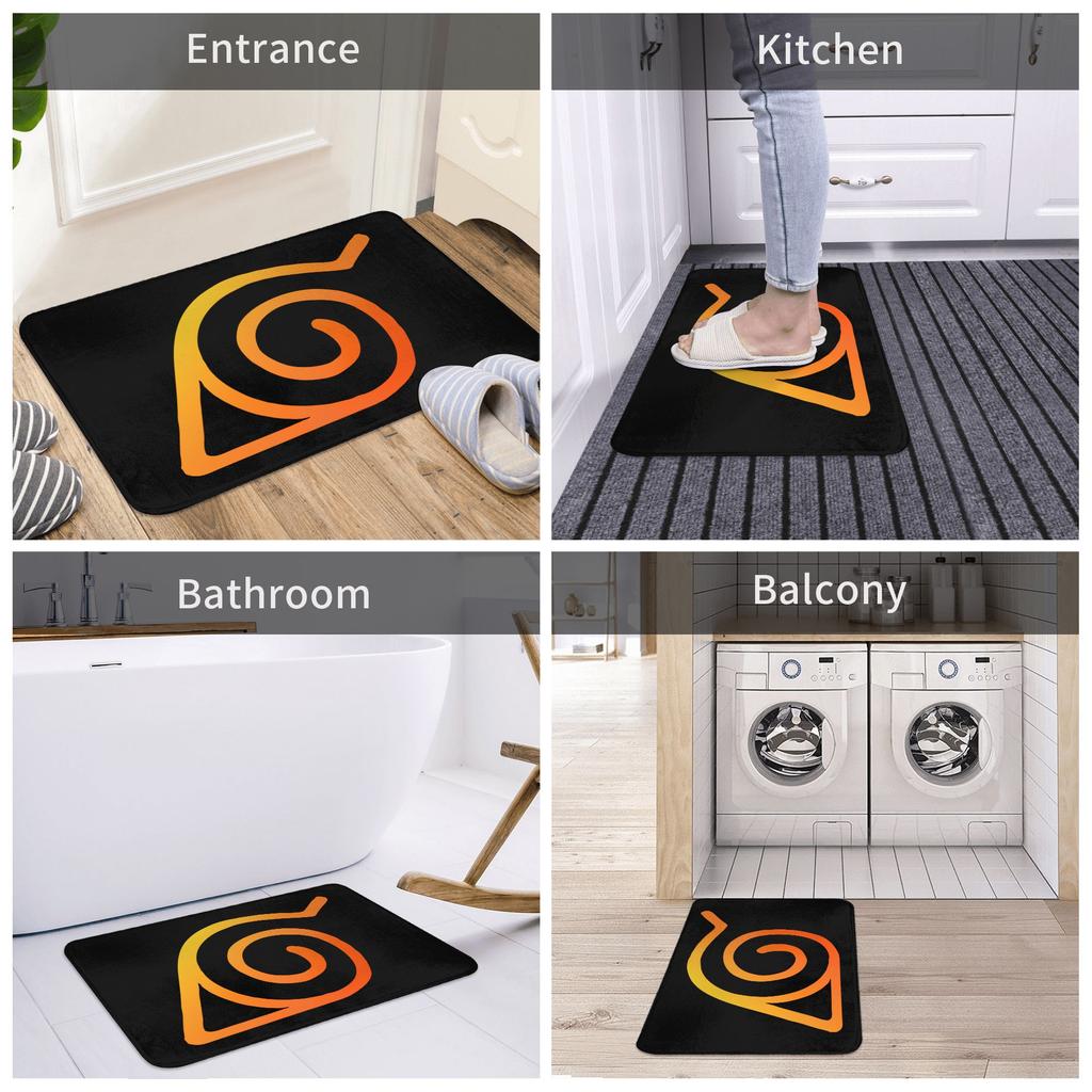 Naruto Akatsuki Logotipas Grindų Durų Virtuvės Vonios Kilimėliai Neslystantis Vidinis Uchiha Šeimos Durų Kilimėlis Tualeto Įėjimo Kilimas Kilimas Pėdos Kilimėlis