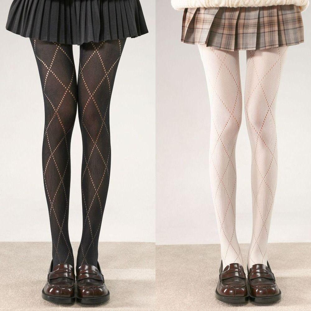 Jacquard Knitted Pantyhose High Elastic Leggings Sexy Slim Stockings  Female Lingerie