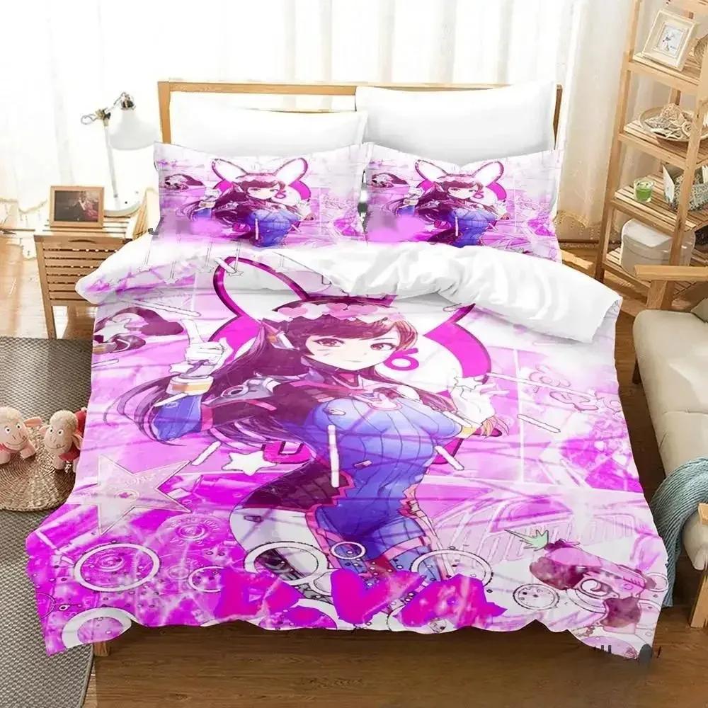 

Новый комплект постельного белья Anime D.va Overwatch, пододеяльник, одеяло, комплект постельного белья, наволочка, размер King Queen Twin для мальчиков и девочек взрослых 70x133cm 2pcs
