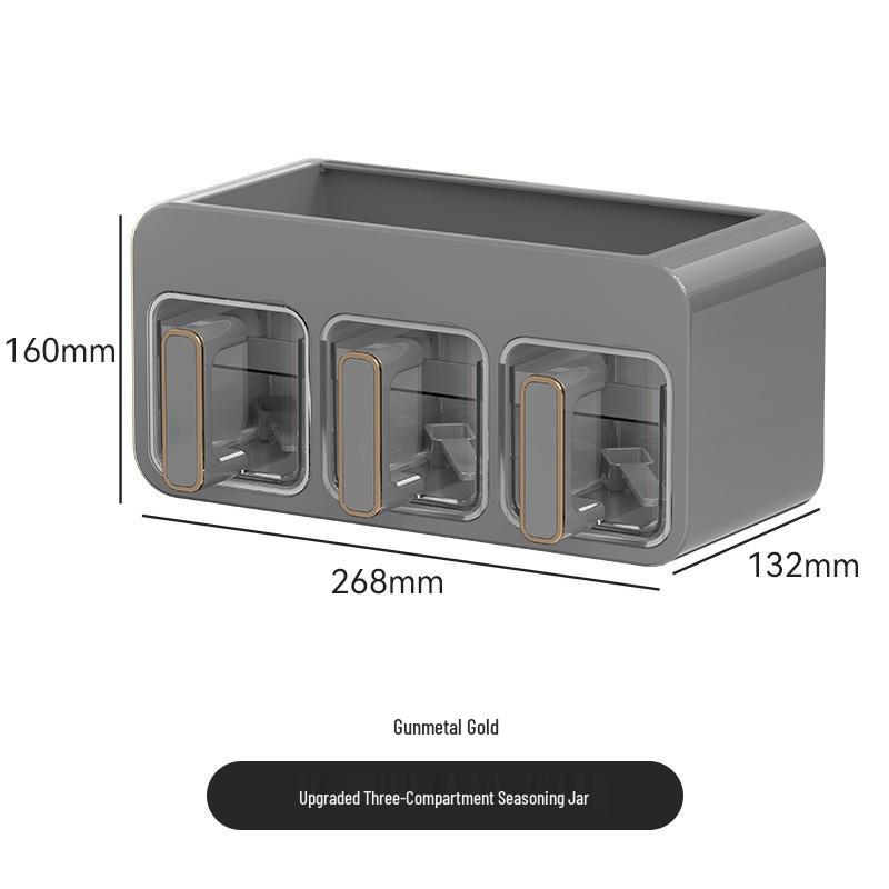 Wall-Mounted Multi-Compartment Kitchen Seasoning Jar Set: Moisture-Proof, Sealed Jars for Spices, Salt, and Chili.