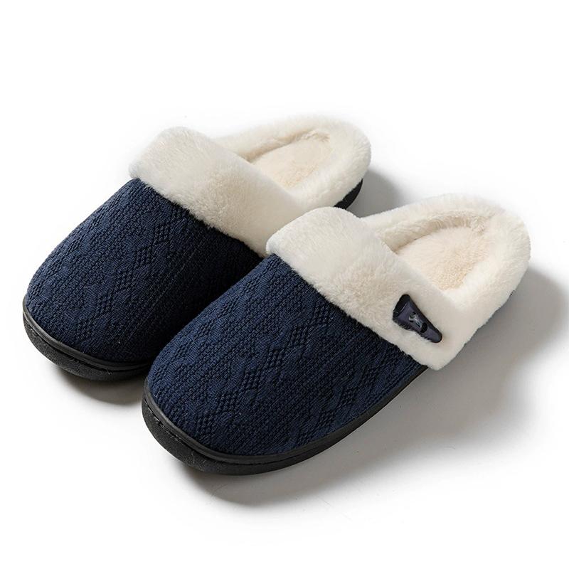 Fashion Winter Plush House Cotton Slippers Women Anti Slip Flat Heel Cotton Slides Woman Fashion Mix Color Plush Slippers Female