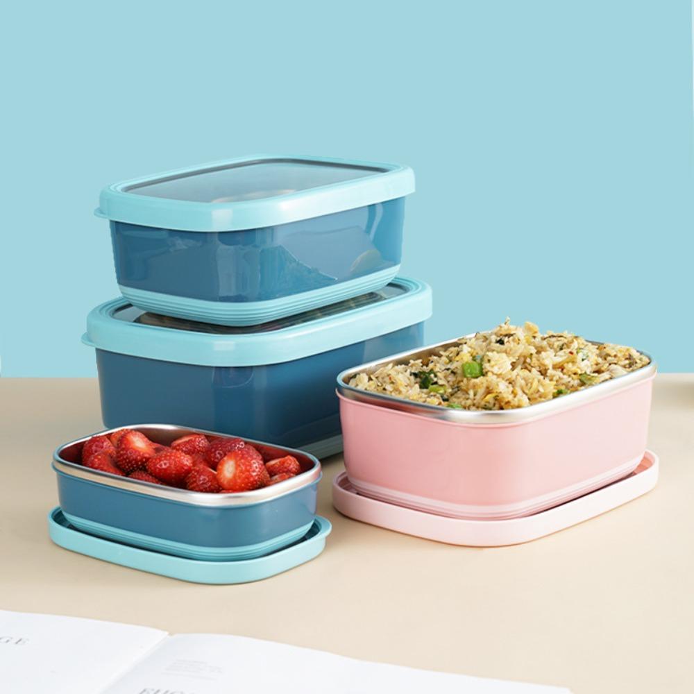 Leakproof Fresh-Keeping Box Rectangular Food Container Stainless Steel Lunchbox  Refrigerator