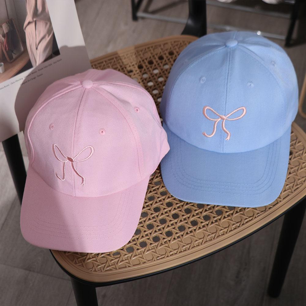 Adjustable Bow Embroidered Hat Cotton Women Peaked Cap Fashion Bowknot Baseball Cap for Female