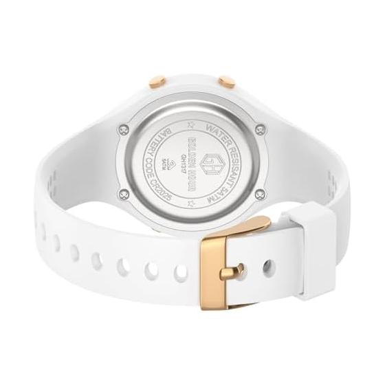 GOLDEN HOUR Waterproof Sports Women's Digital Chronograph Silicone Strap Watch, Rose Gold/Starlight/Milk White. , Moda