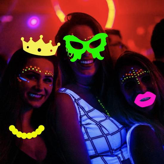17Pcs Glow Neon Photo Booth Props Fully Assembled Fluorescent Birthday Party Fun Photo Shoot Accessories