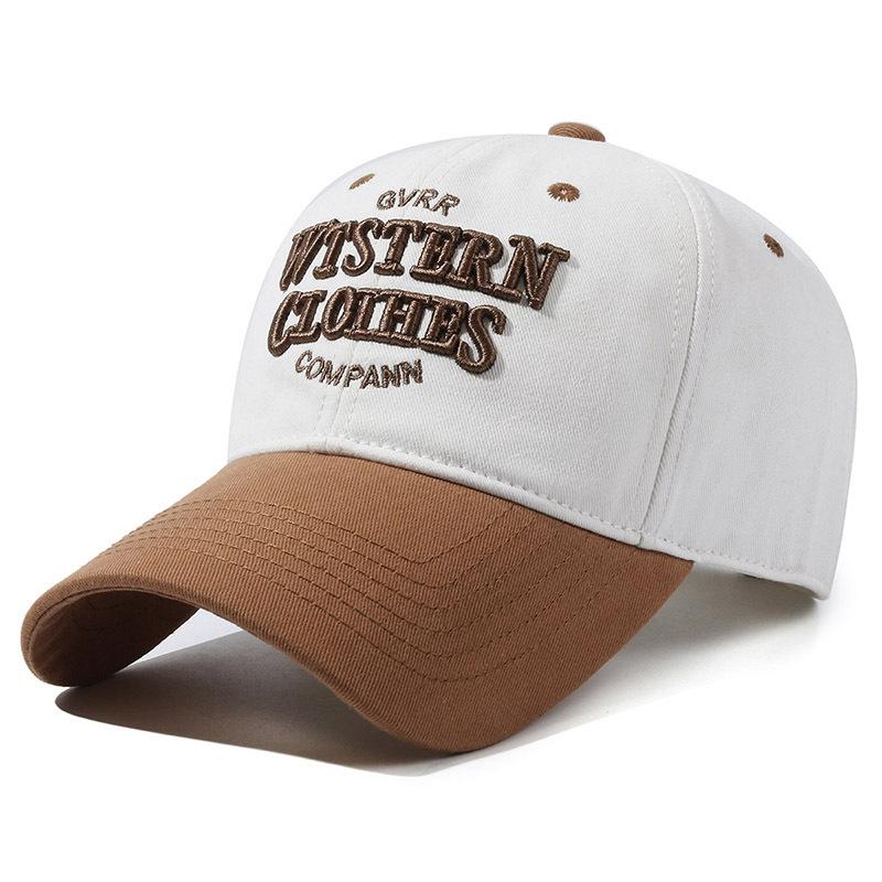 Color matching retro American baseball cap women's face small contrast color four seasons cap men's trendy brand Korean version soft top hat