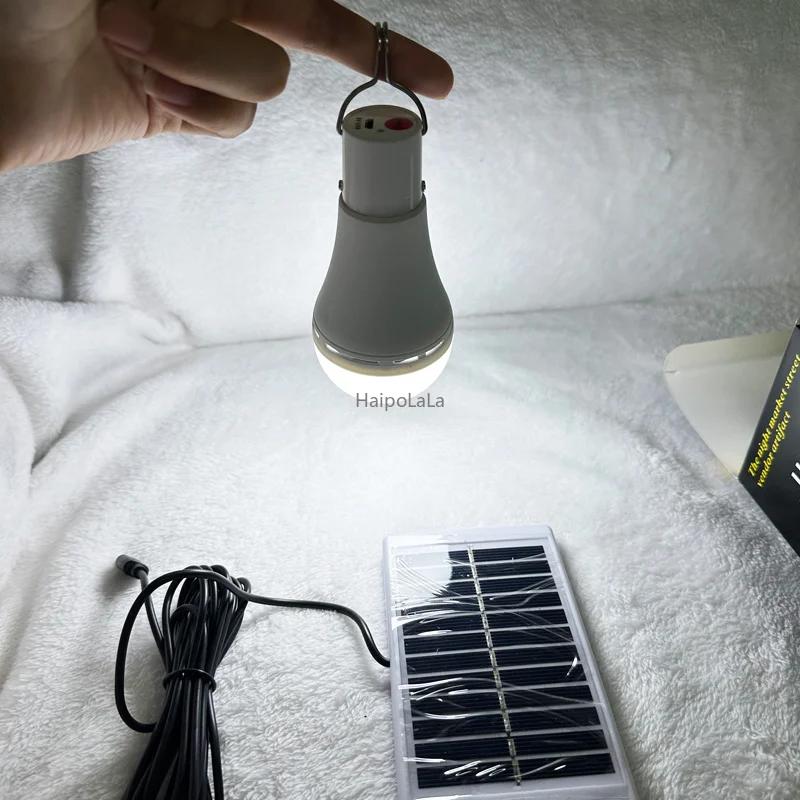 Solar Light with Panel USB Charged Hanging Emergency Sunlight Powered Lamp Outdoor Indoor House Solar Bulb Light Solar Panels