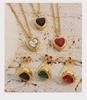 French-style Multi-color Zircon Love Pendant Necklace & Earrings Jewelry Set