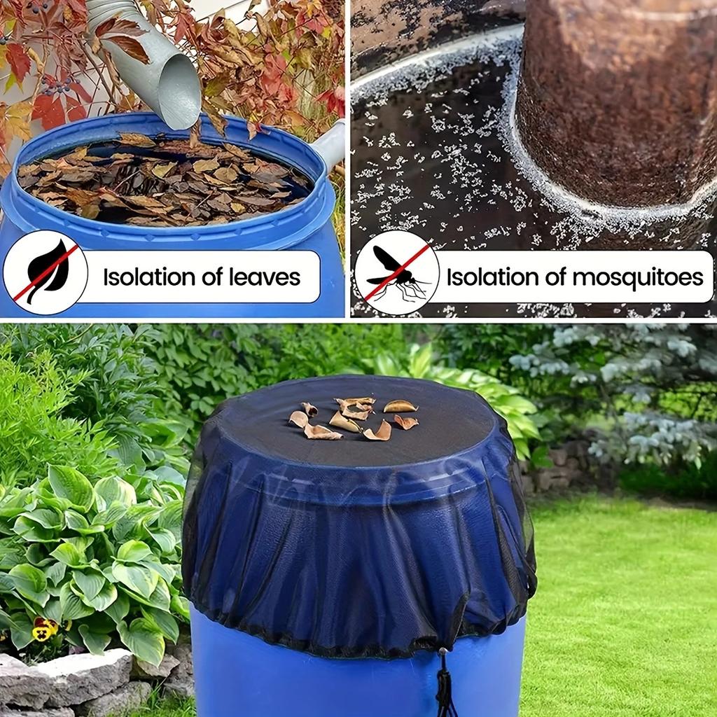 1 Stück Regentonne Netzabdeckung, Wasserauffangbehälter Netz, Regentonne Netzabdeckung Mit Verstellbarem Kordelzug, Filtersieb Fo