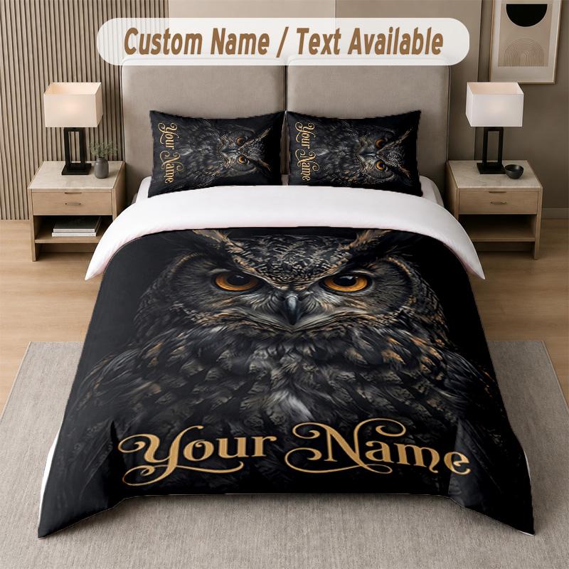 Wildlife Animals Theme Custom Text Or Name 3Pcs Bedding Set 1 Flat Sheet & 2 Pillowcases Personalized Home Bedding