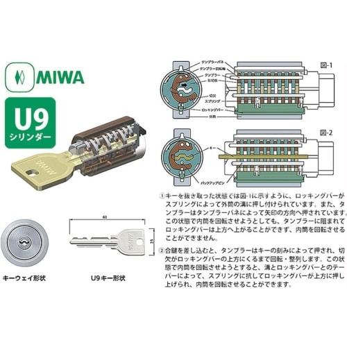 MIWA Door Knob Replacement PMK 75PM Left-Handed U9 Cylinder Lock, Replacement Key for Entry Doors and Exterior Doors, Includes 3 Keys, Silver (ST Colo