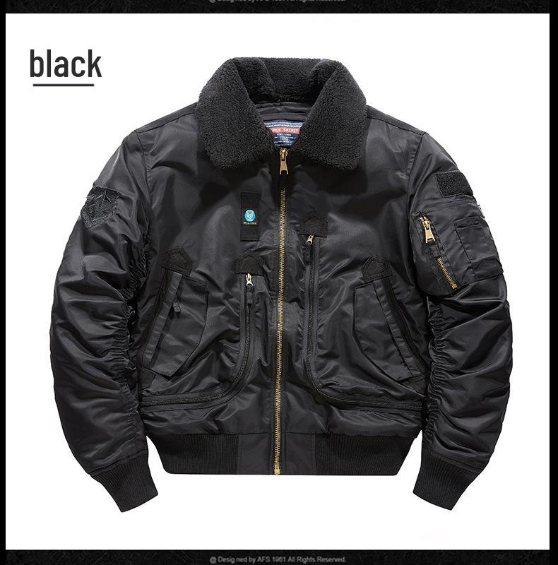 Herren Winter Fliegerjacke - Dicker Samt, Retro Revers, Taktischer Baseball Stil