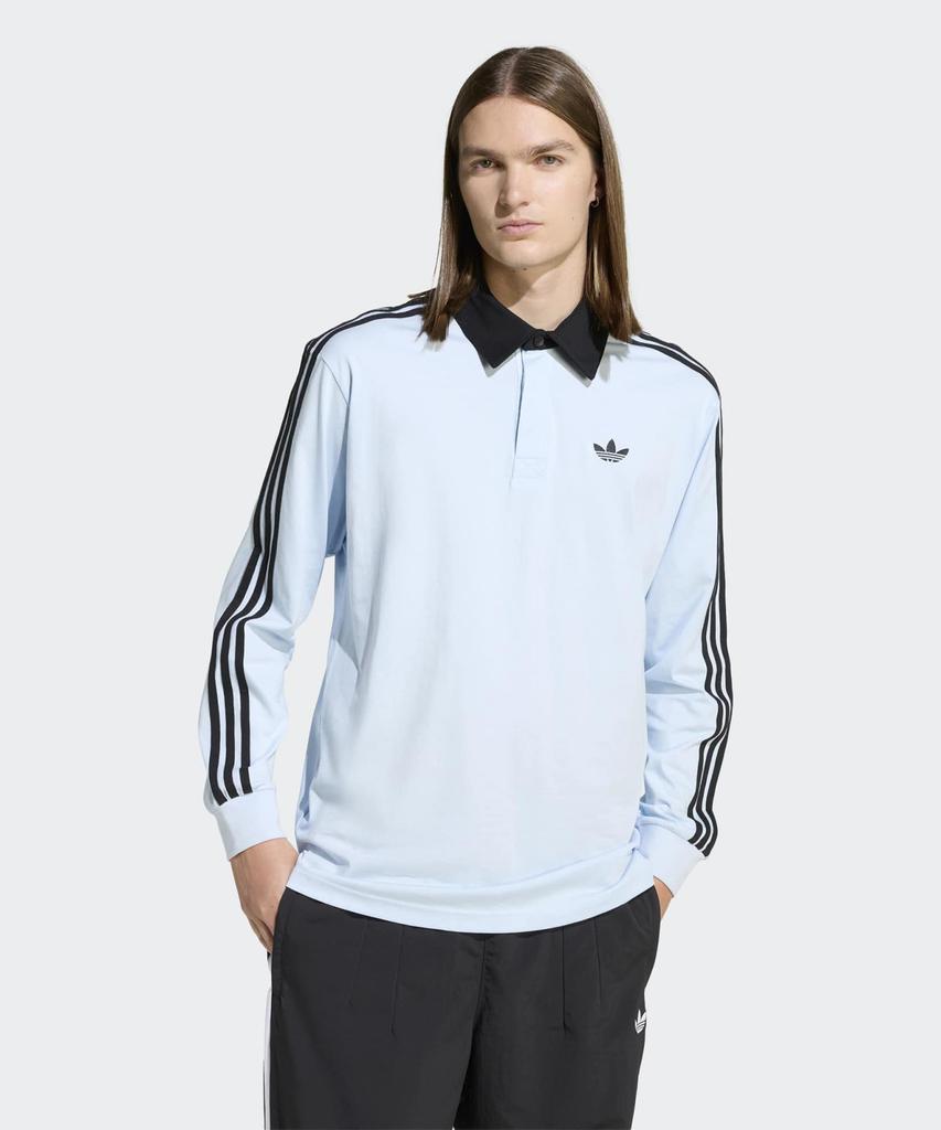 ADIDAS 3-Stripe Rugby Long Sleeve Polo - Crystal Sky / Ke2445