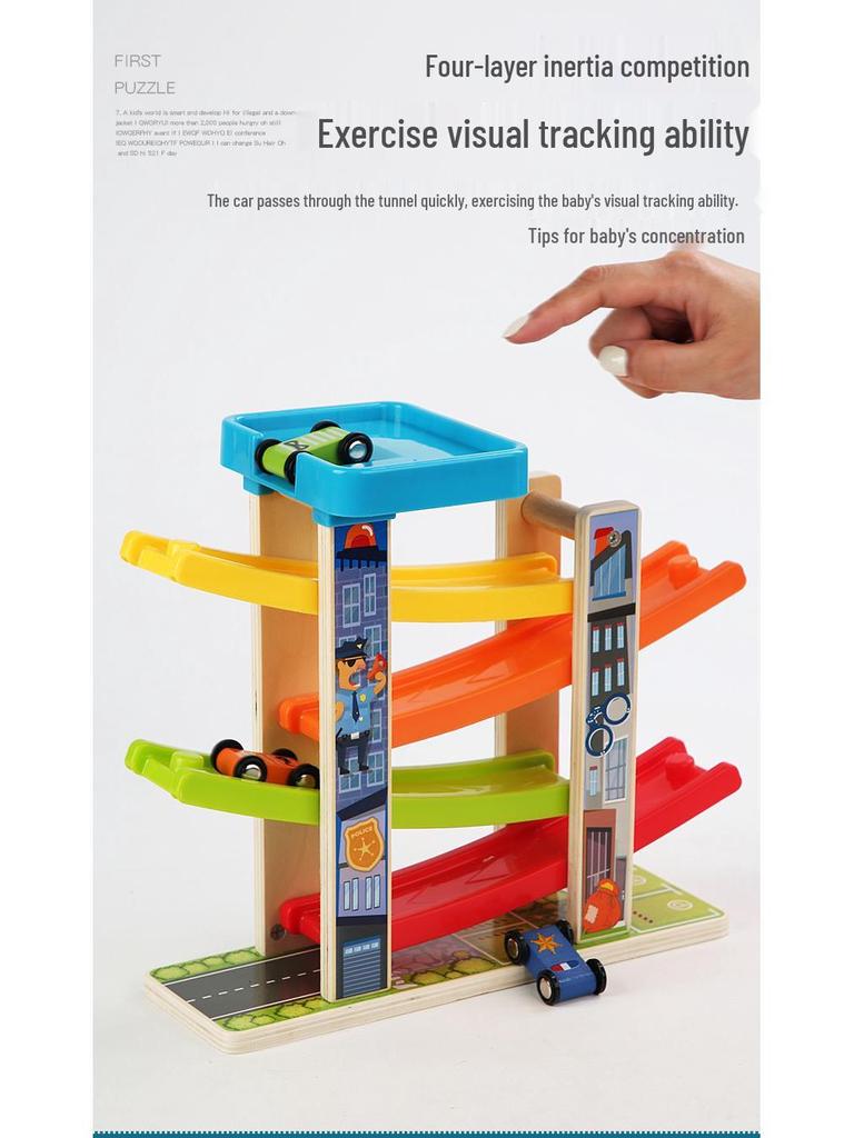 Kids' Wooden Car Glider Playset: Fun Track & Parking Lot