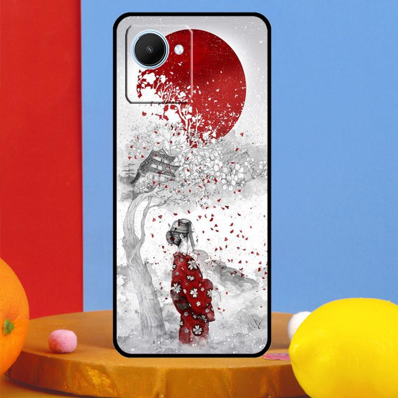 Japanese Geisha For Realme GT7 Pro GT6 10 11 12 13 14 15 Pro Plus C55 C67 C63 C61 C53 C35 C65 C75 C71 Case