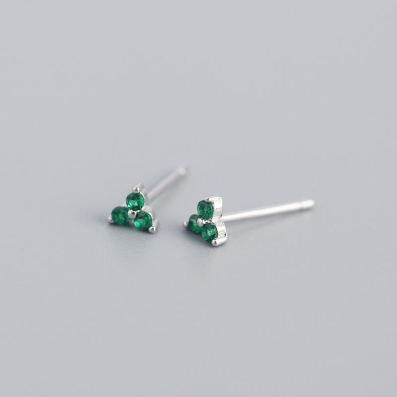 925 Silver Inlaid Crystal Geometric Clover Stud Earrings Light Luxury Mature Glamour Women Jewelry Accessories