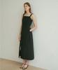 Kkeulle Long Nylon Slip Dress_Black