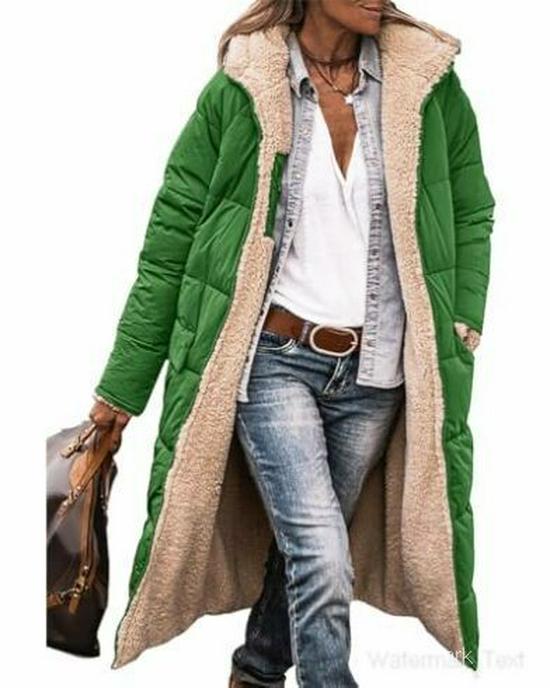 Solid Color Hooded Cotton Double-Sided Slim Fit Cardigan Coat with Long Sleeves
