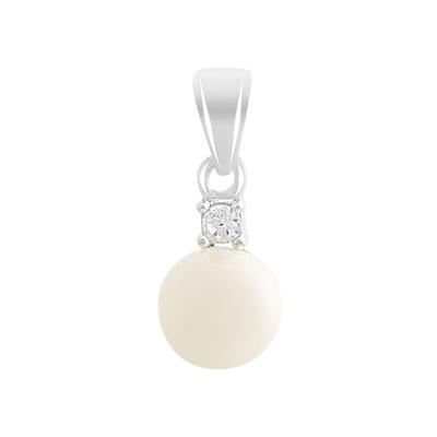 Silver Pendant with Pearls, Cubic Zirconias (2191544)